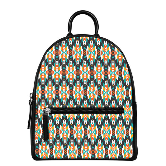Tribal Native American Pattern Print Leather Backpack