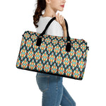 Tribal Native American Pattern Print Leather Duffle Bag