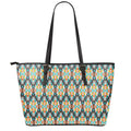 Tribal Native American Pattern Print Leather Tote Bag With Zipper