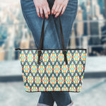 Tribal Native American Pattern Print Leather Tote Bag