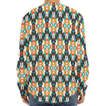 Tribal Native American Pattern Print Long Sleeve Baseball Jersey