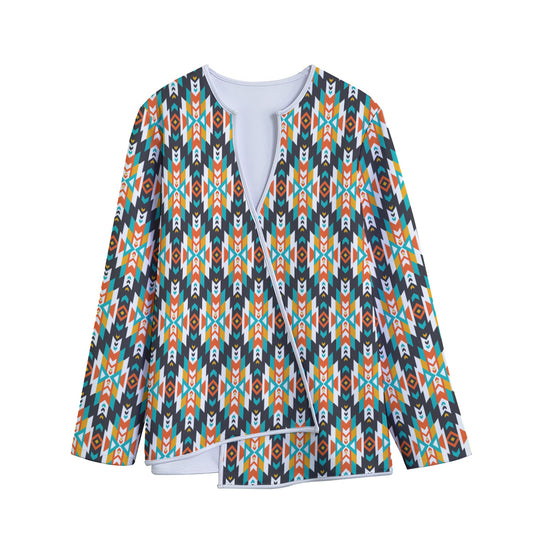 Tribal Native American Pattern Print Long Sleeve Short Coat