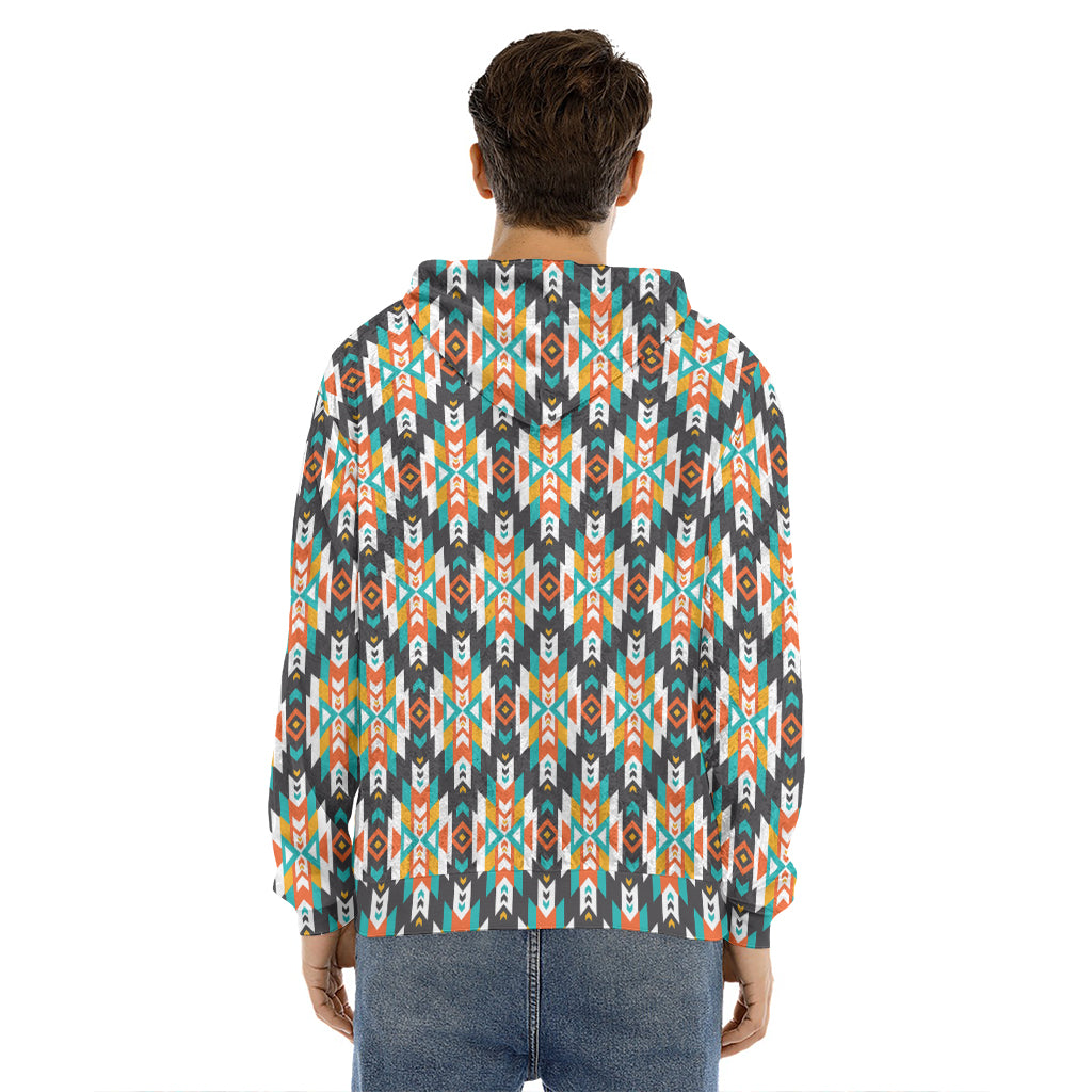 Tribal Native American Pattern Print Men's Velvet Pullover Hoodie