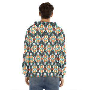 Tribal Native American Pattern Print Men's Velvet Pullover Hoodie