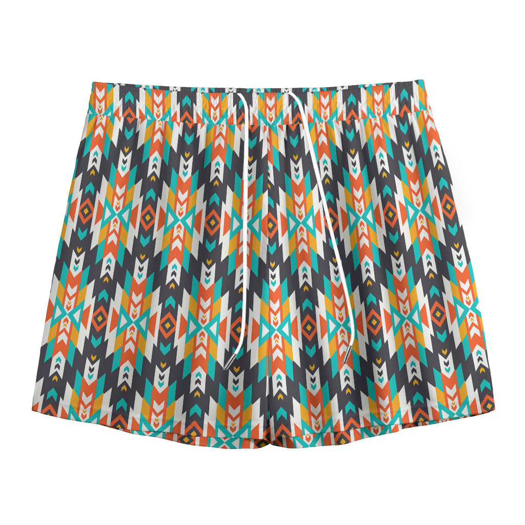 Tribal Native American Pattern Print Mesh Shorts