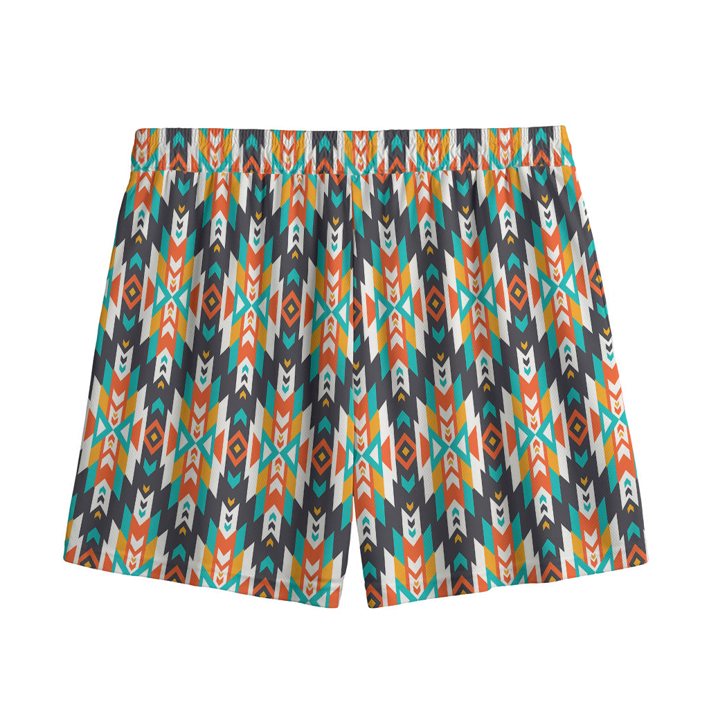 Tribal Native American Pattern Print Mesh Shorts