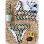 Tribal Native American Pattern Print One Shoulder Bikini Top