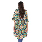 Tribal Native American Pattern Print Open Front Beach Cover Up