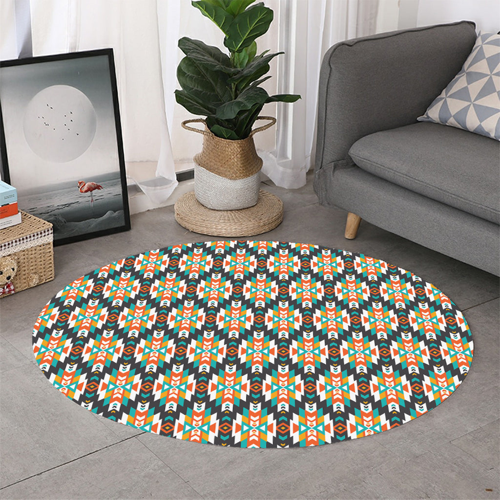 Tribal Native American Pattern Print Round Rug