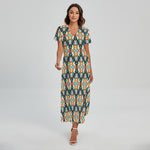Tribal Native American Pattern Print Short Sleeve Maxi Dress