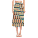 Tribal Native American Pattern Print Side Slit Midi Skirt