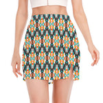 Tribal Native American Pattern Print Side Slit Mini Skirt