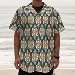 Tribal Native American Pattern Print Textured Short Sleeve Shirt