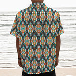 Tribal Native American Pattern Print Textured Short Sleeve Shirt