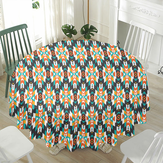 Tribal Native American Pattern Print Waterproof Round Tablecloth