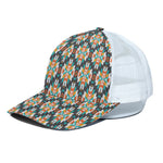 Tribal Native American Pattern Print White Mesh Trucker Cap