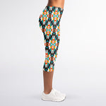 Tribal Native American Pattern Print Women's Capri Leggings