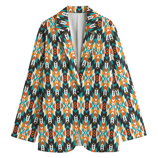 Tribal Native American Pattern Print Women's Cotton Blazer