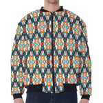 Tribal Native American Pattern Print Zip Sleeve Bomber Jacket
