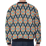 Tribal Native American Pattern Print Zip Sleeve Bomber Jacket