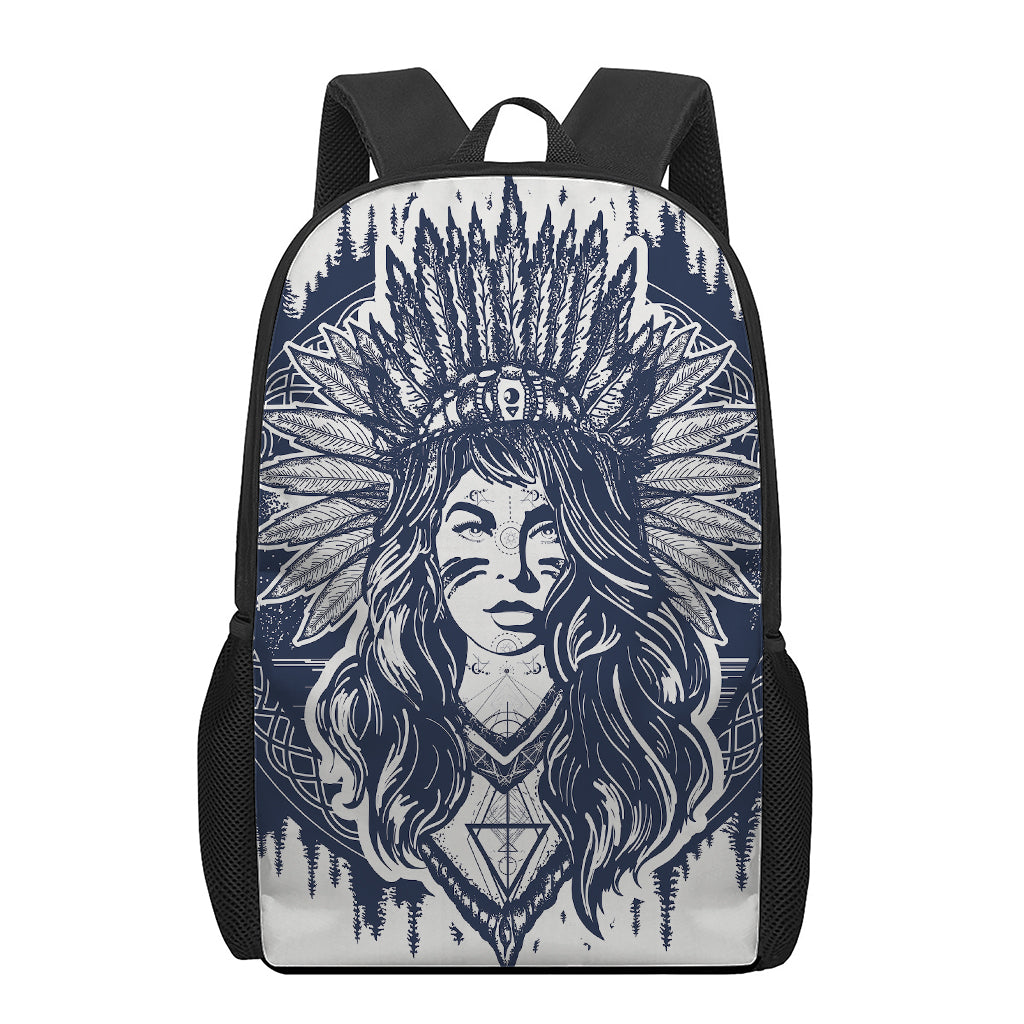 Tribal Native Indian Girl Print 17 Inch Backpack