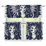 Tribal Native Indian Girl Print 3 Piece Kitchen Curtains