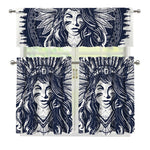 Tribal Native Indian Girl Print 3 Piece Kitchen Curtains