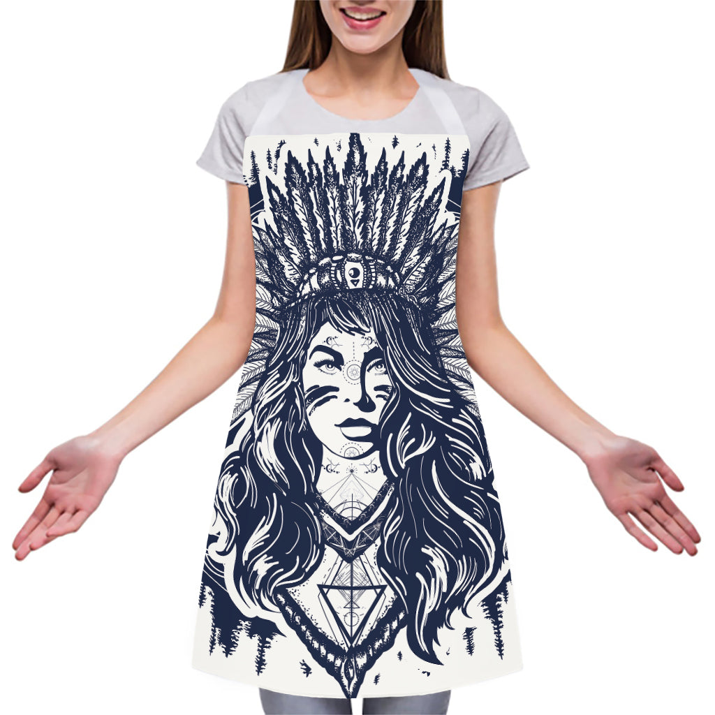 Tribal Native Indian Girl Print Adjustable Apron