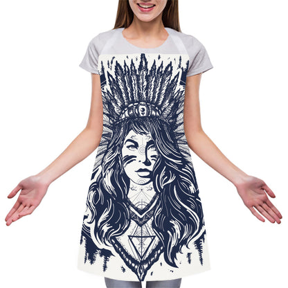 Tribal Native Indian Girl Print Adjustable Apron