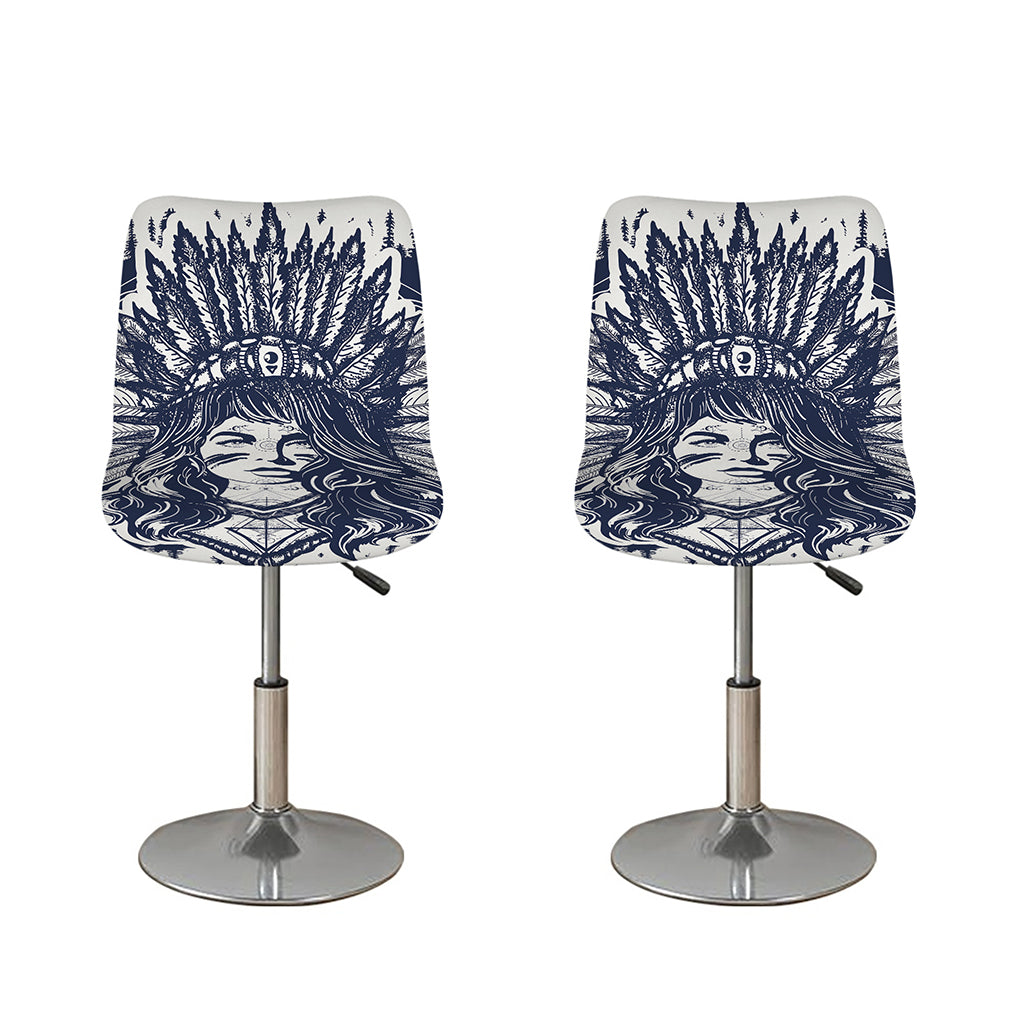 Tribal Native Indian Girl Print Bar Stool Covers