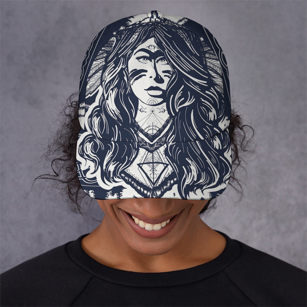 Tribal Native Indian Girl Print Baseball Cap