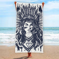 Tribal Native Indian Girl Print Beach Towel