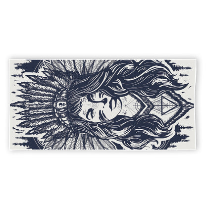 Tribal Native Indian Girl Print Beach Towel