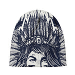 Tribal Native Indian Girl Print Beanie