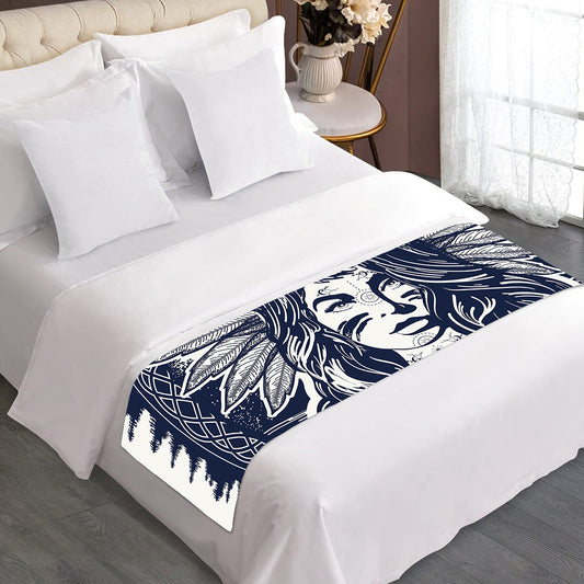 Tribal Native Indian Girl Print Bed Runner