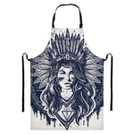 Tribal Native Indian Girl Print Bib Apron With Pocket