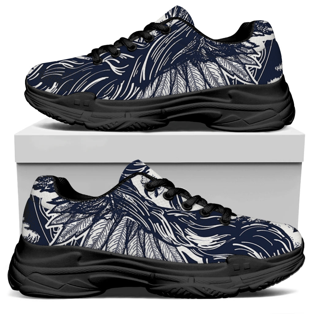 Tribal Native Indian Girl Print Black Chunky Shoes