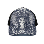 Tribal Native Indian Girl Print Black Mesh Trucker Cap