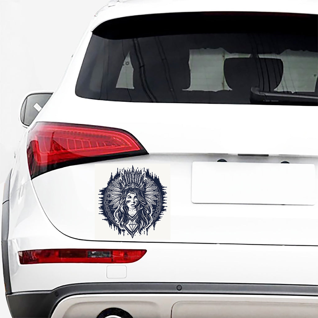Tribal Native Indian Girl Print Car Sticker