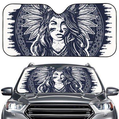 Tribal Native Indian Girl Print Car Windshield Sun Shade