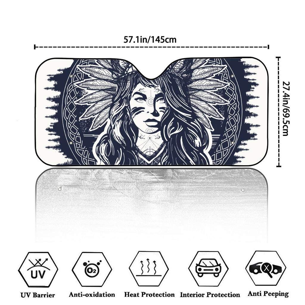 Tribal Native Indian Girl Print Car Windshield Sun Shade