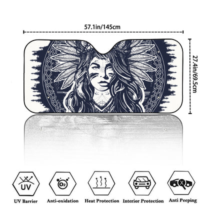 Tribal Native Indian Girl Print Car Windshield Sun Shade