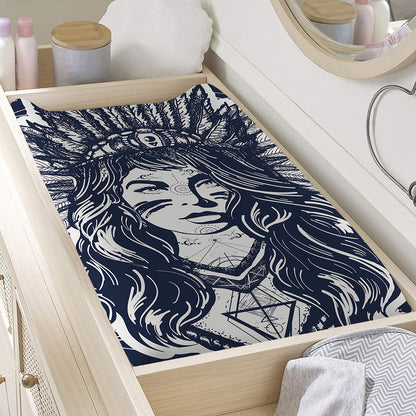 Tribal Native Indian Girl Print Changing Pad Cover