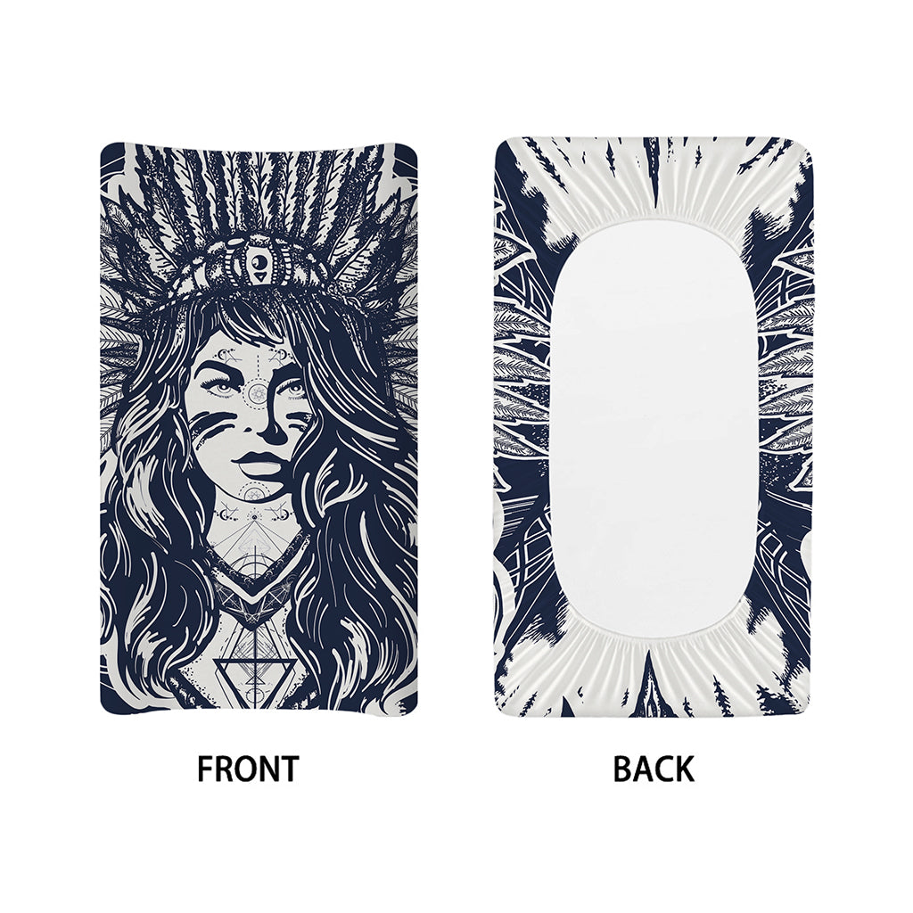 Tribal Native Indian Girl Print Changing Pad Cover