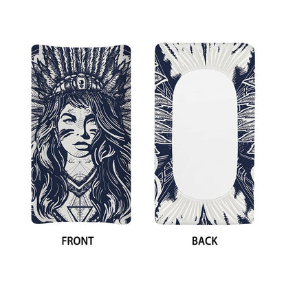 Tribal Native Indian Girl Print Changing Pad Cover