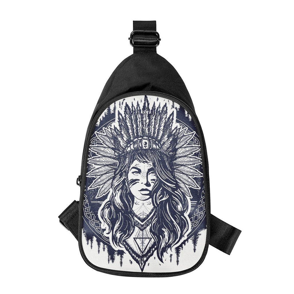 Tribal Native Indian Girl Print Chest Bag