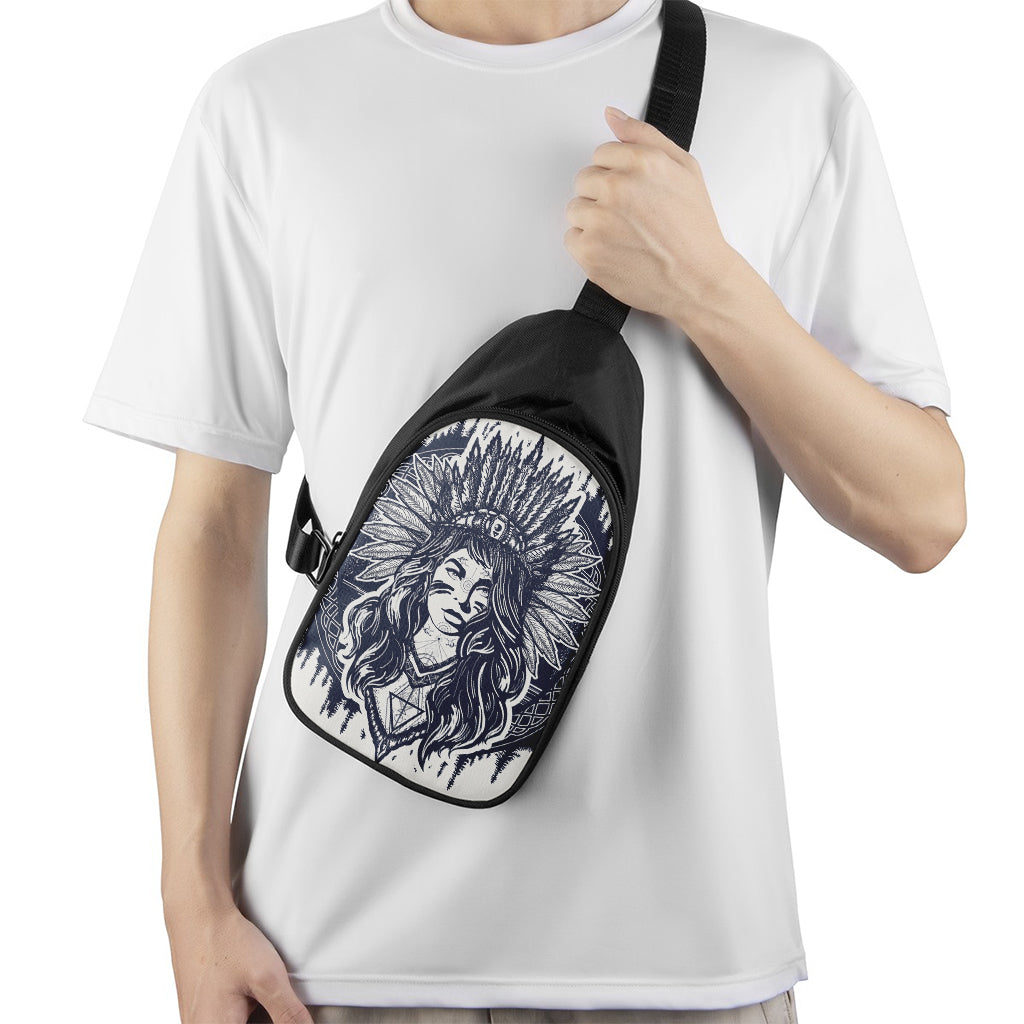 Tribal Native Indian Girl Print Chest Bag