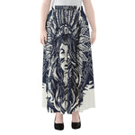 Tribal Native Indian Girl Print Chiffon Maxi Skirt