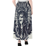 Tribal Native Indian Girl Print Chiffon Maxi Skirt