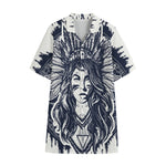 Tribal Native Indian Girl Print Cotton Hawaiian Shirt